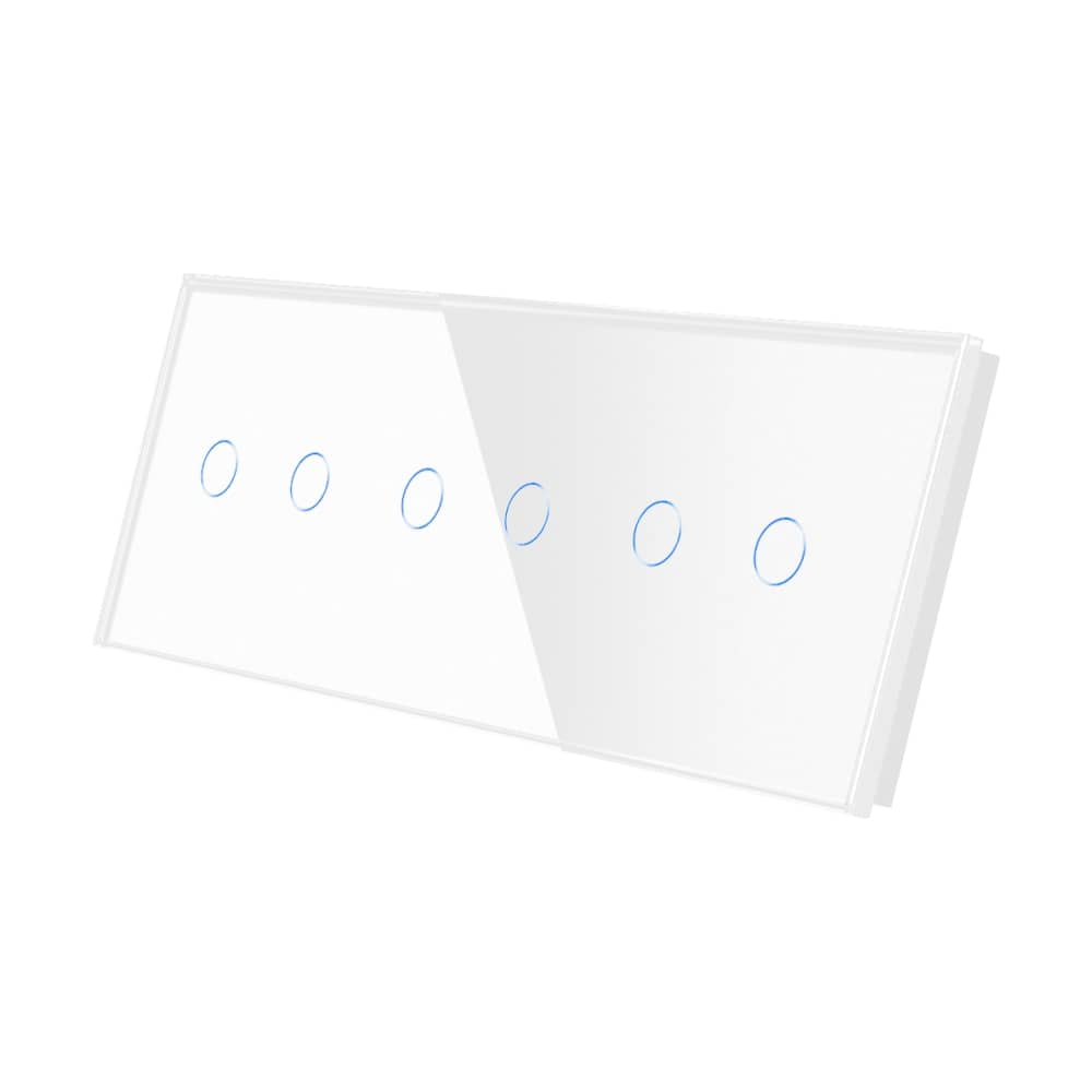 Panou Intrerupator Dublu + Dublu + Dublu cu Touch Din Sticla LUXION — imaginea 1