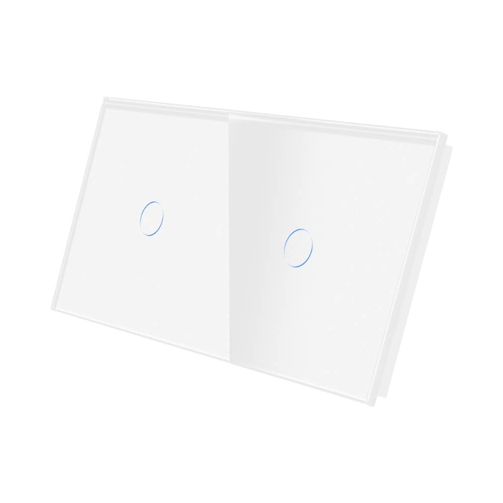 Panou Intrerupator Simplu + Simplu cu Touch Din Sticla LUXION — imaginea 1