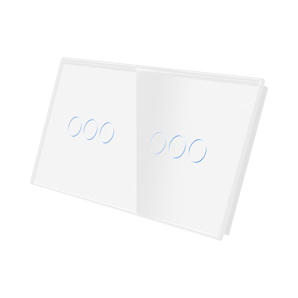 Panou Intrerupator Triplu + Triplu cu Touch Din Sticla LUXION — imaginea 1