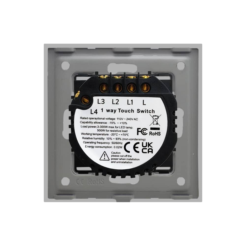 Intrerupator Cvadruplu cu Touch din Sticla LUXION, 500W — imaginea 4