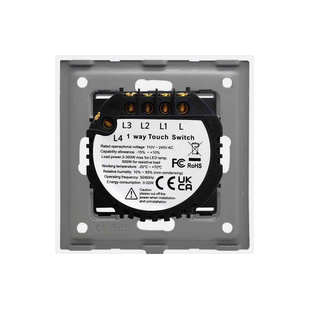 Intrerupator Cvadruplu cu Touch din Sticla LUXION, 500W — imaginea 4