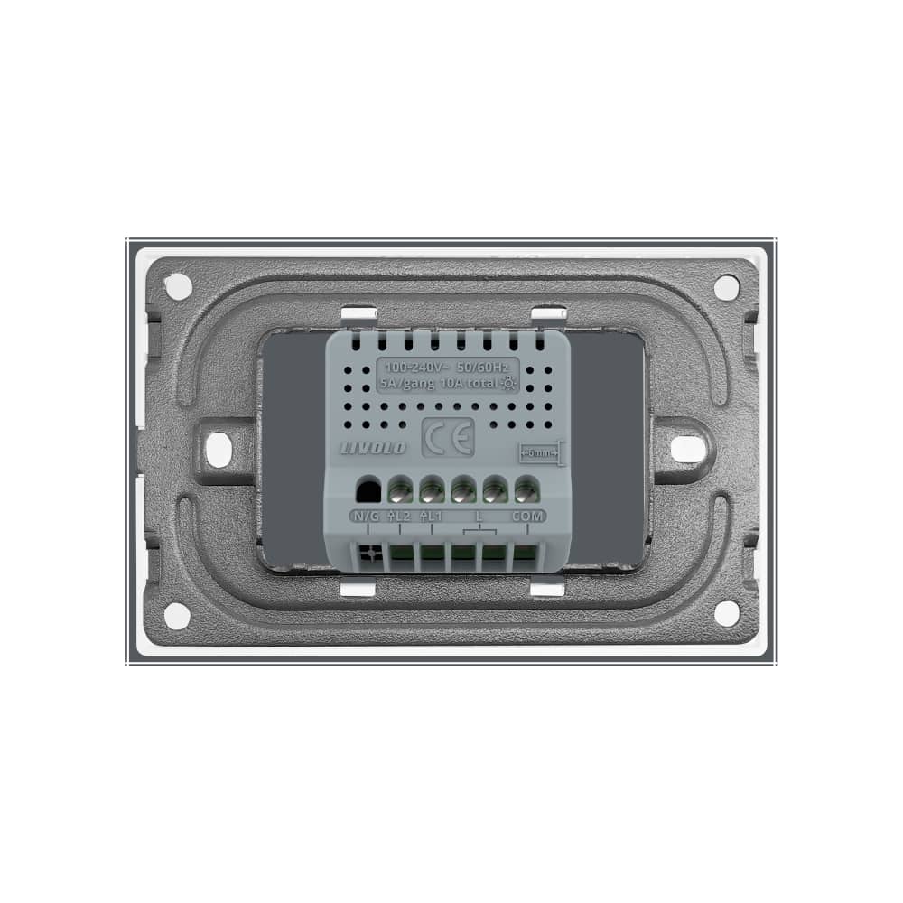 Intrerupator Dublu Cap Scara / Cruce cu Touch LIVOLO din Sticla – Standard Italian — imaginea 4