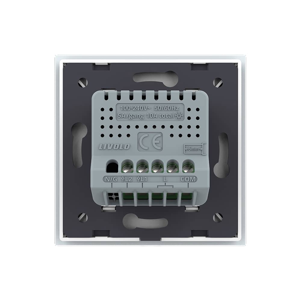 Intrerupator Dublu Cap Scara / Cruce cu Touch LIVOLO cu Rama din Sticla - Protocol Zigbee EC — imaginea 4