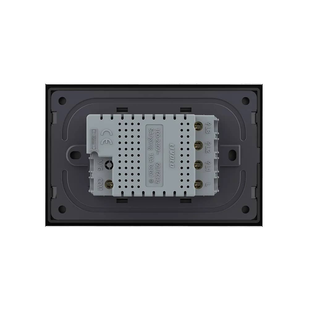 Intrerupator Triplu Cap Scara / Cruce cu Touch LIVOLO din Sticla, Standard Italian - protocol ZigBee EC — imaginea 4