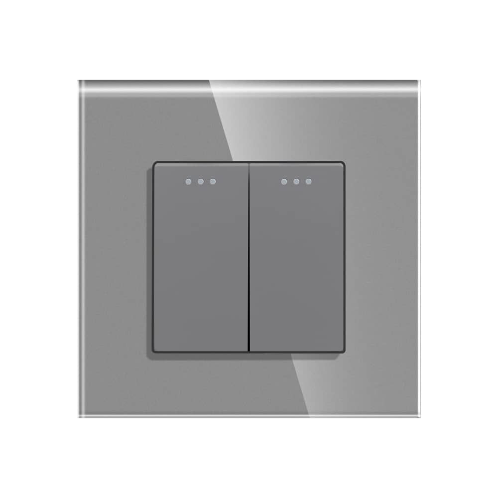 Intrerupator Dublu Mecanic cu Reset / Revenire LUXION cu Rama din Sticla — imaginea 2