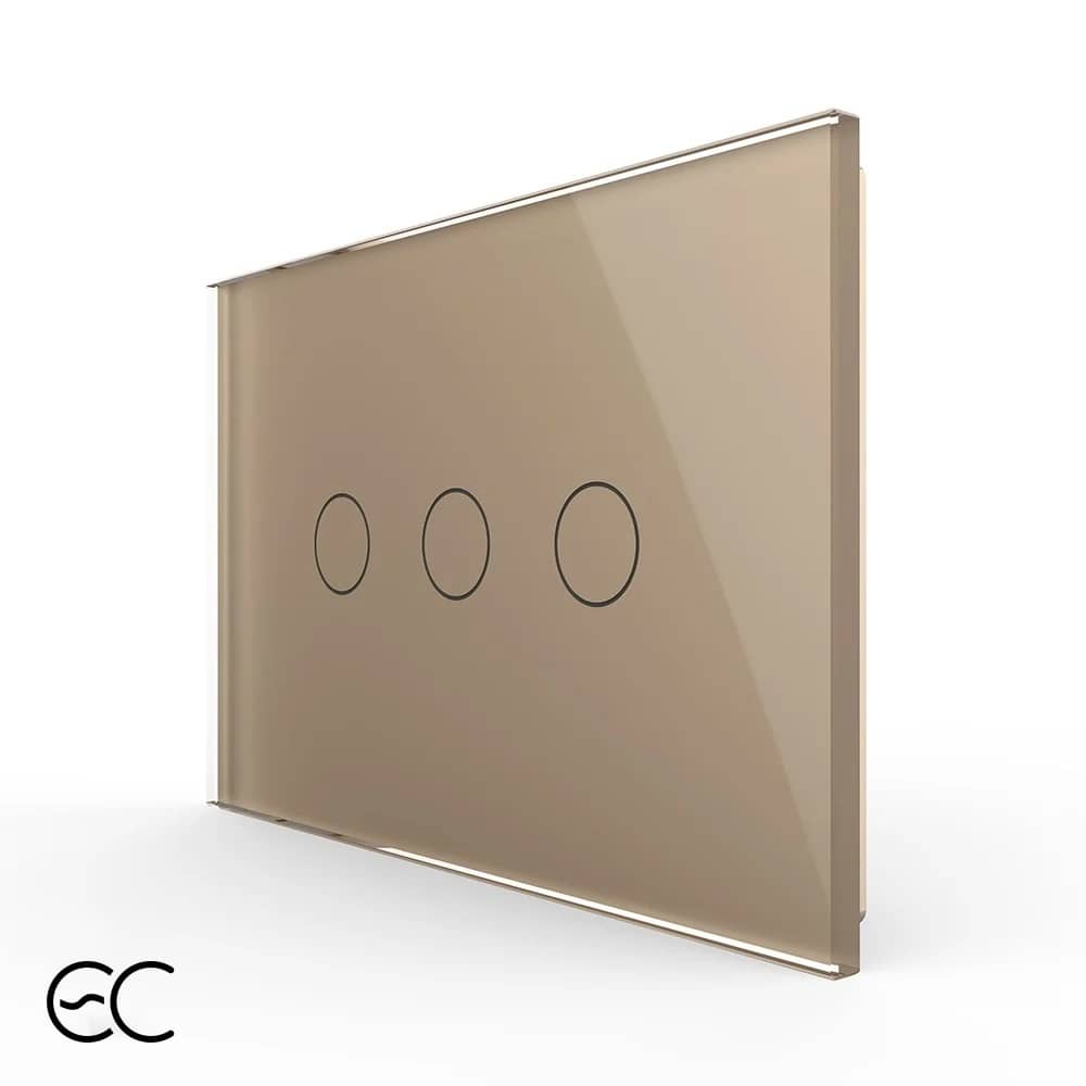 Intrerupator triplu cu touch Livolo din sticla, standard Italian, protocol ZigBee EC - Serie noua — imaginea 1