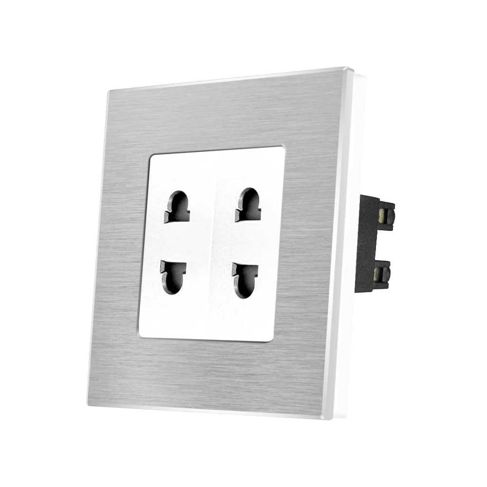 Priza Dubla cu Module Inguste cu Rama din Aluminiu LUXION — imaginea 1