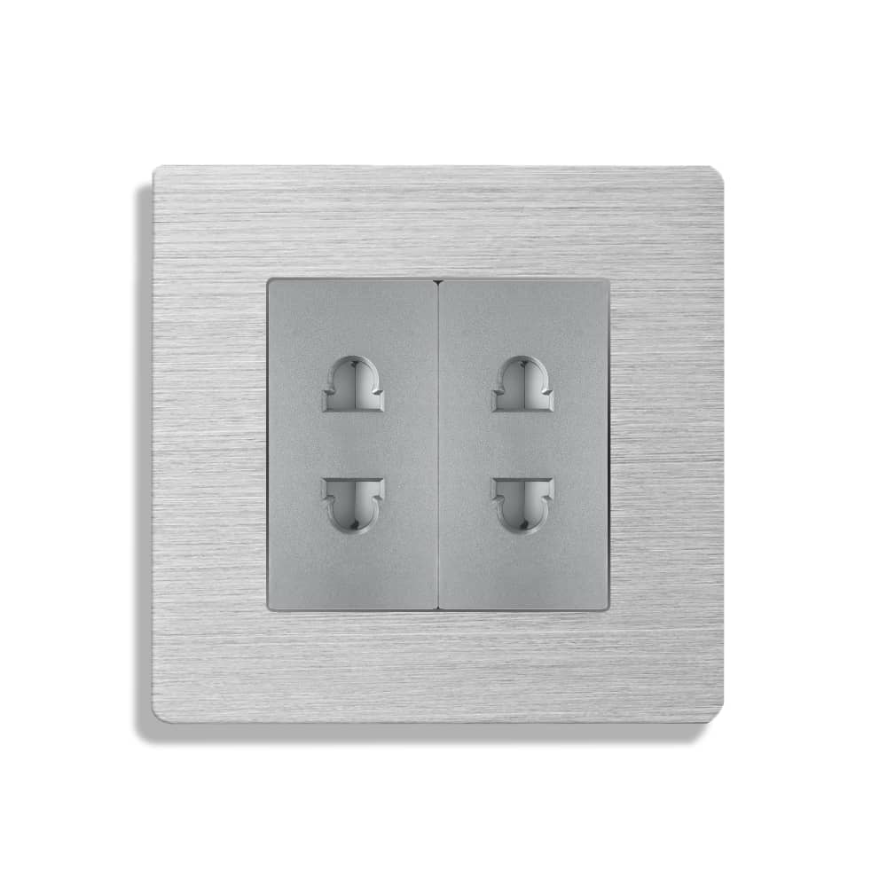 Priza Dubla cu Module Inguste cu Rama din Aluminiu LUXION — imaginea 2