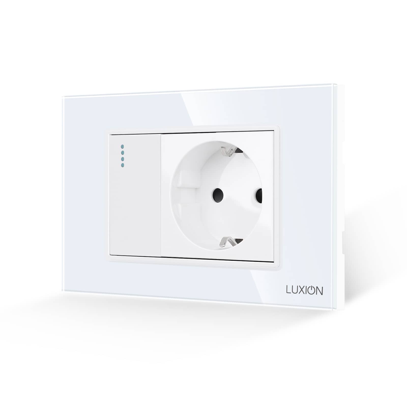 Intrerupator Simplu + Priza cu Rama din Sticla LUXION, Standard Italian, 3M — imaginea 1