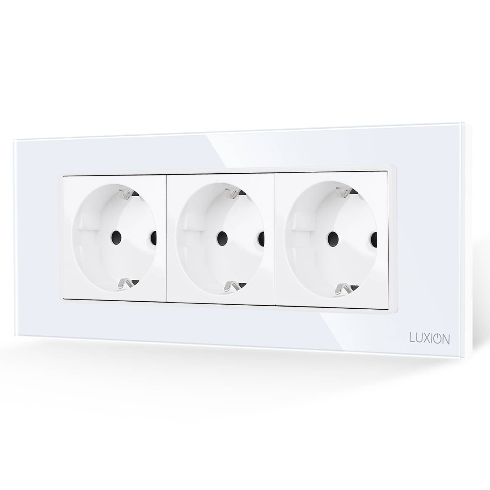 Priza Tripla cu Rama din Sticla LUXION, Standard Italian, 6M — imaginea 1