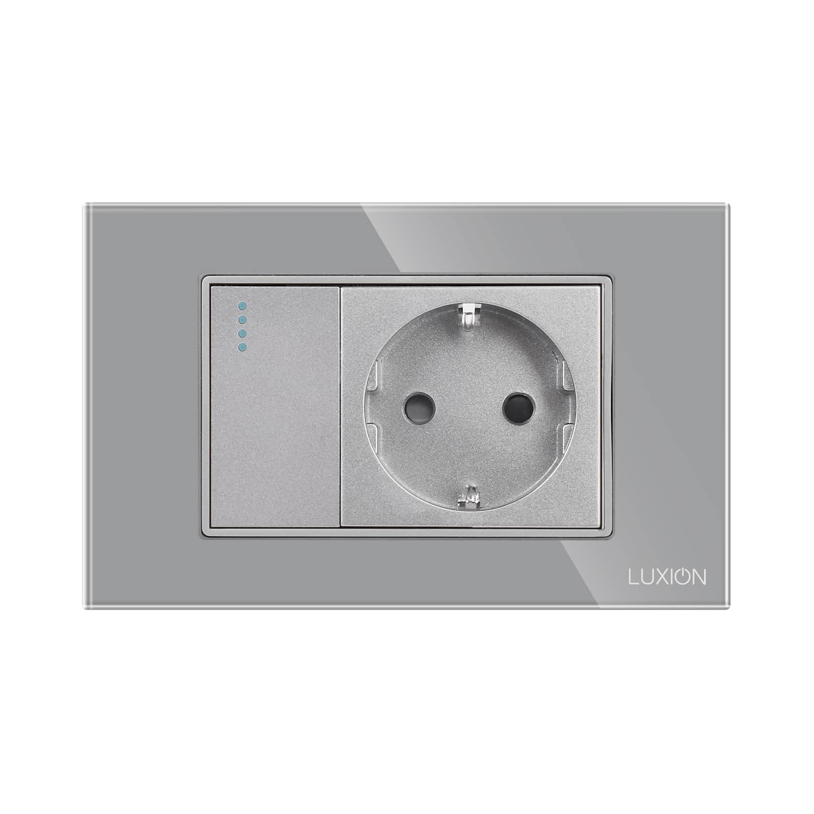 Intrerupator Simplu + Priza cu Rama din Sticla LUXION, Standard Italian, 3M — imaginea 2