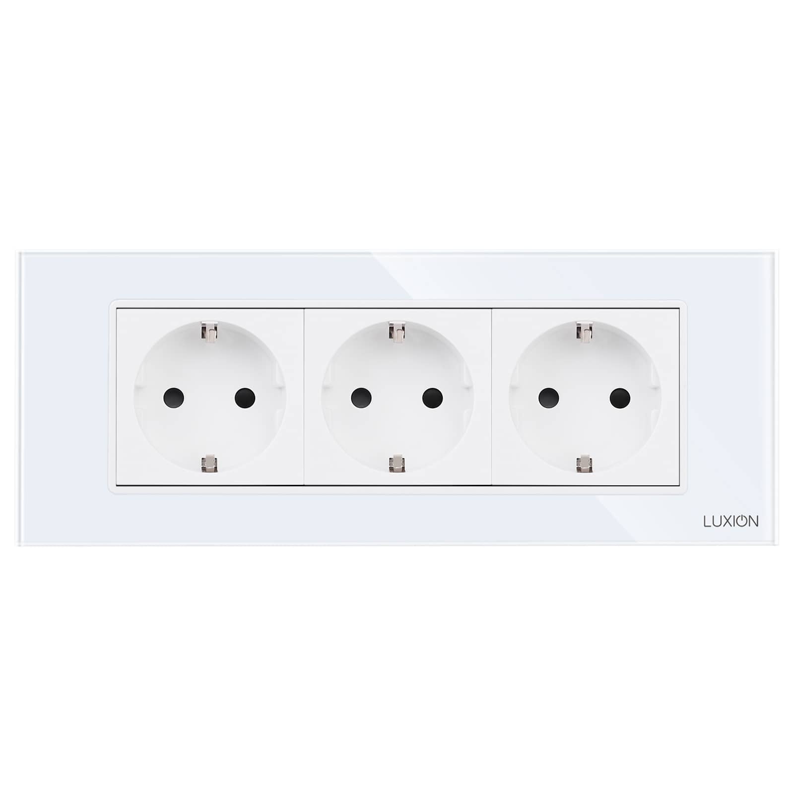 Priza Tripla cu Rama din Sticla LUXION, Standard Italian, 6M — imaginea 2