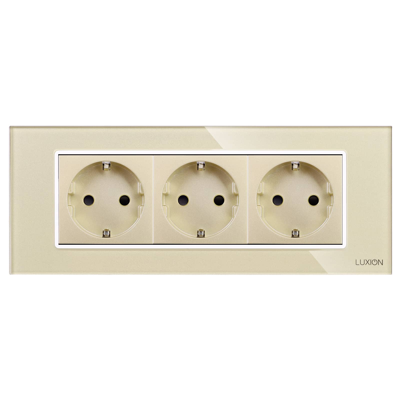 Priza Tripla cu Rama din Sticla LUXION, Standard Italian, 6M — imaginea 2