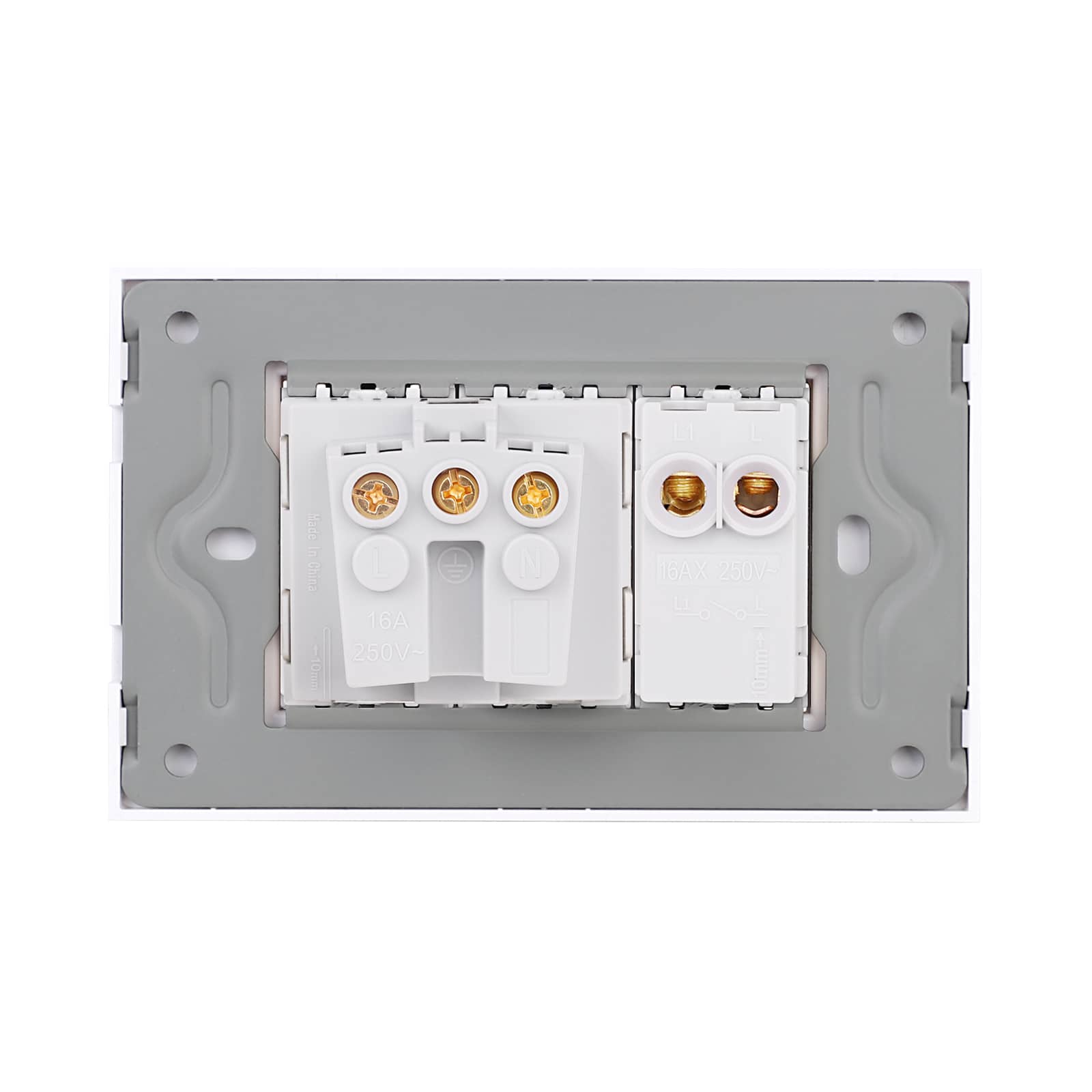Intrerupator Simplu + Priza cu Rama din Sticla LUXION, Standard Italian, 3M — imaginea 4