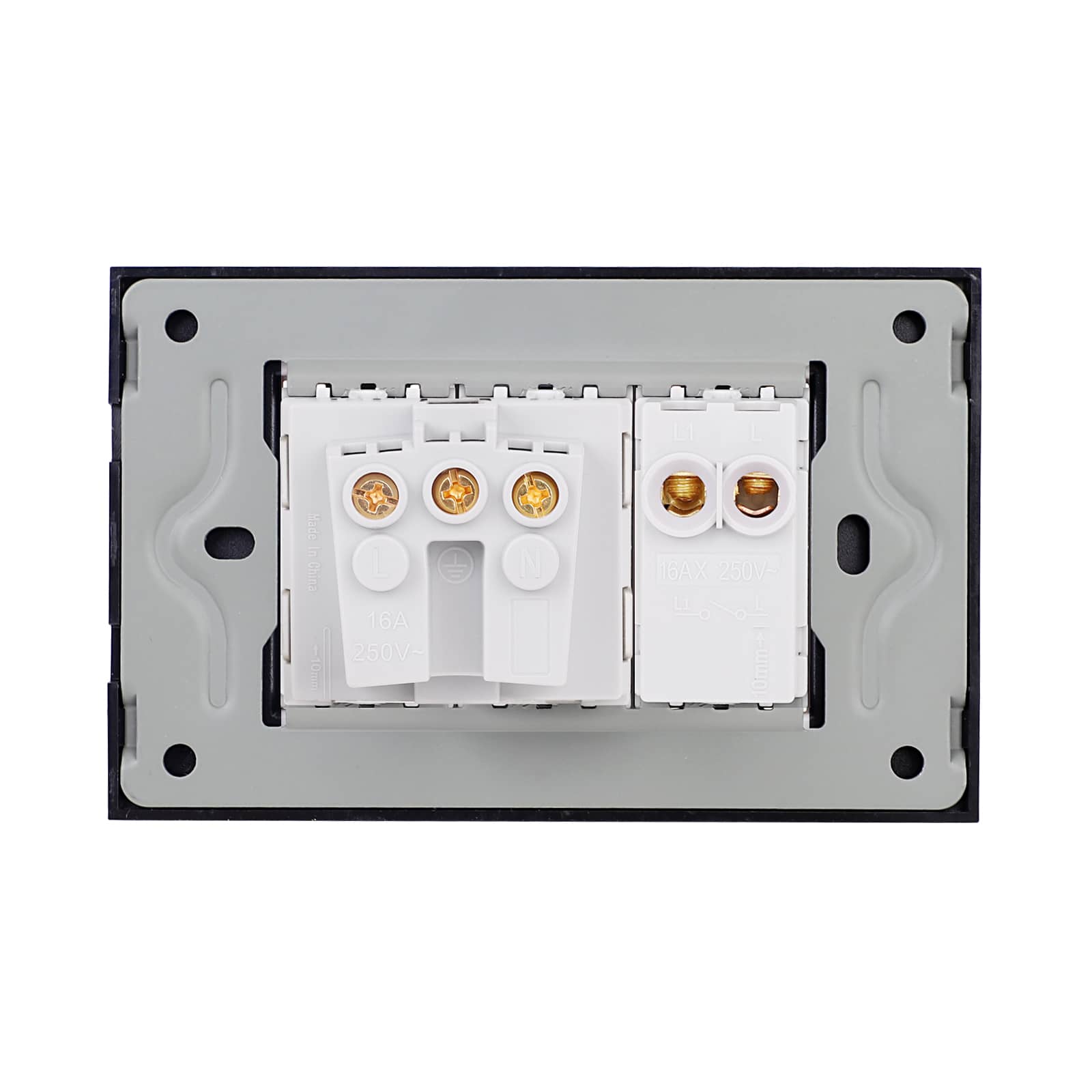 Intrerupator Simplu + Priza cu Rama din Sticla LUXION, Standard Italian, 3M — imaginea 4