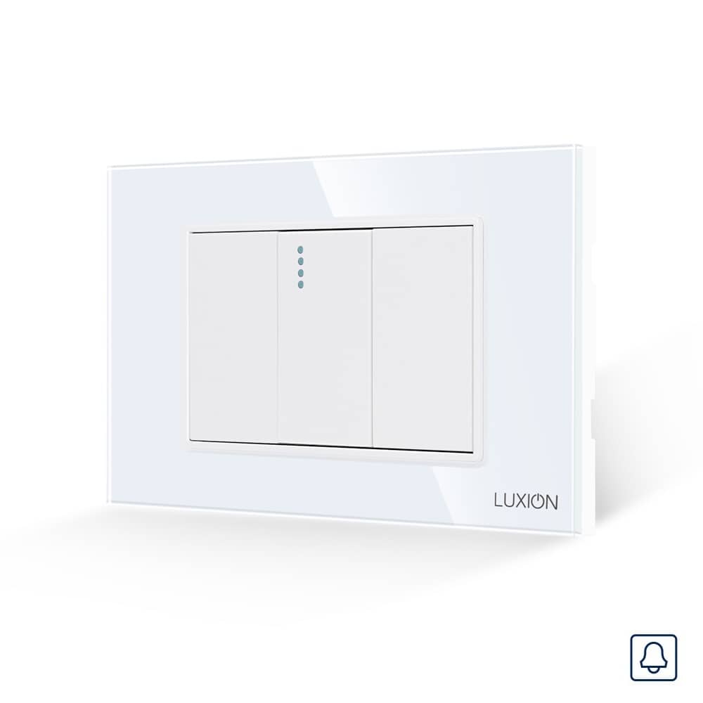 Intrerupator cu Revenire (Sonerie) Mecanic 1M si 2 Taste False LUXION cu Rama din Sticla, Standard Italian, 3M — imaginea 1
