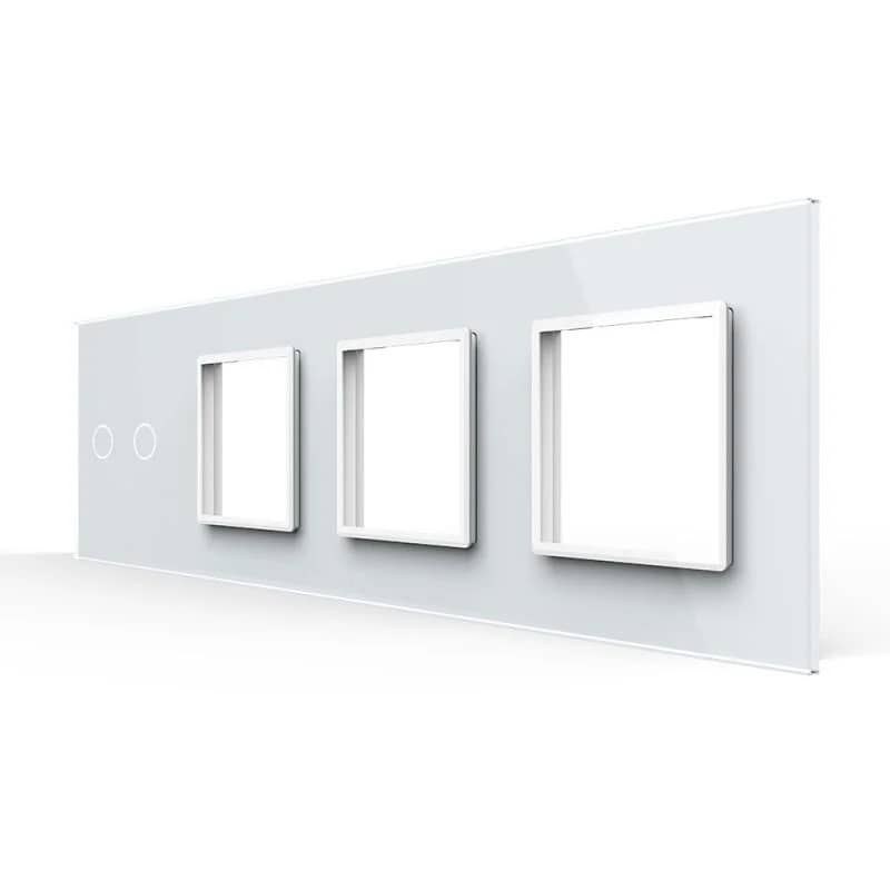 Panou Intrerupator Dublu + 3 Prize LIVOLO din Sticla, Standard German — imaginea 1