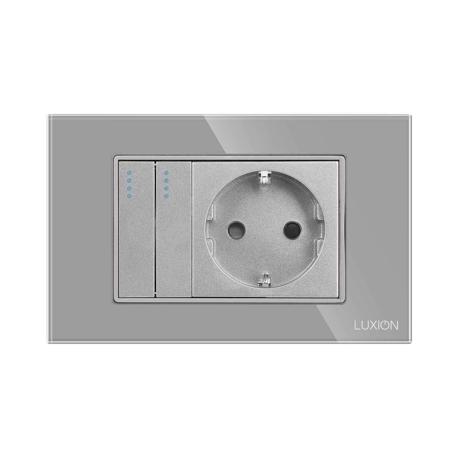 Intrerupator Dublu + Priza cu Rama din Sticla LUXION, Standard Italian, 3M — imaginea 2