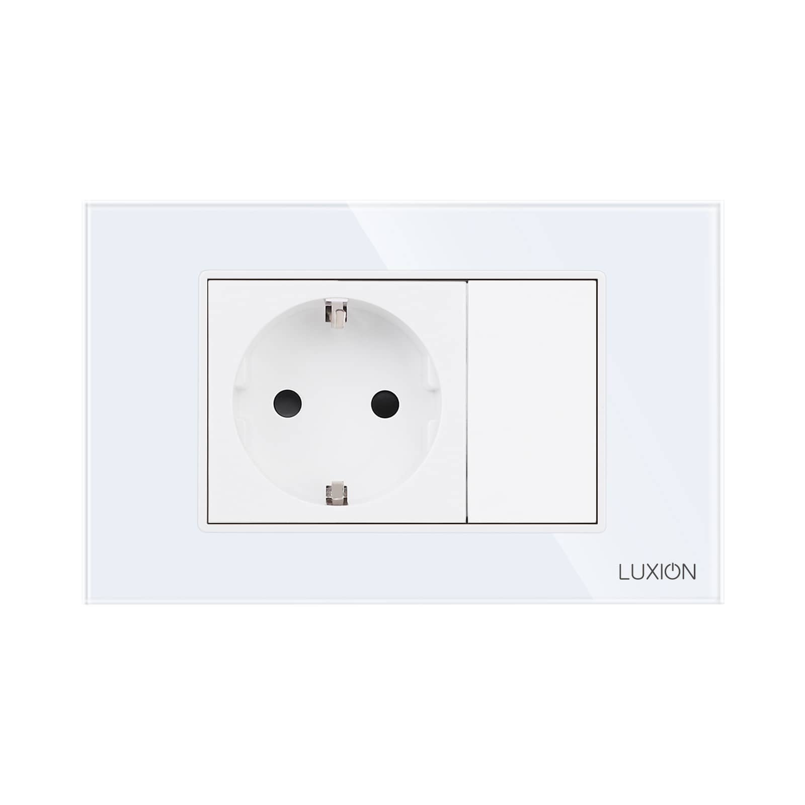 Priza Simpla si 1 Tasta Falsa cu Rama din Sticla LUXION, Standard Italian, 3M — imaginea 2