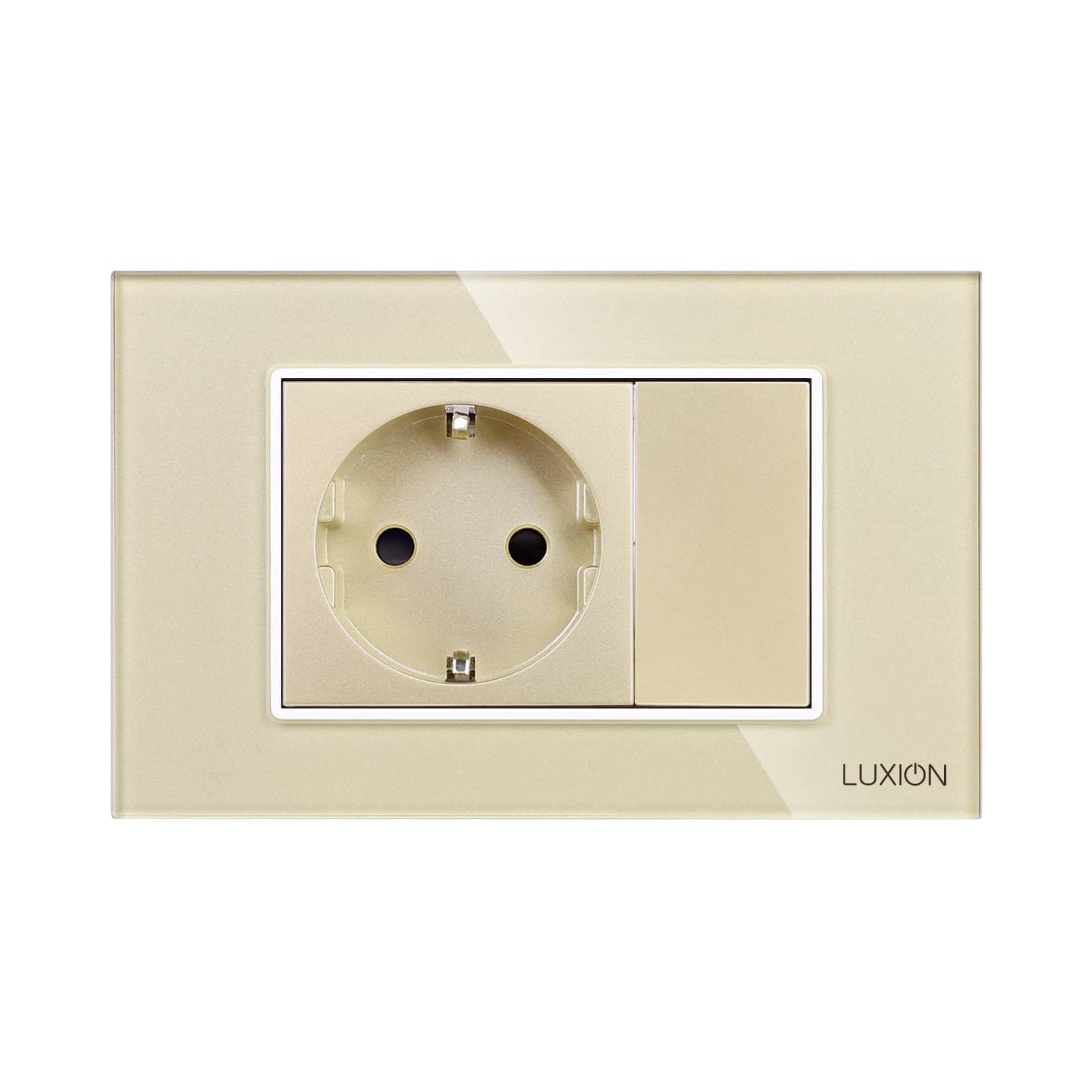 Priza Simpla si 1 Tasta Falsa cu Rama din Sticla LUXION, Standard Italian, 3M — imaginea 2
