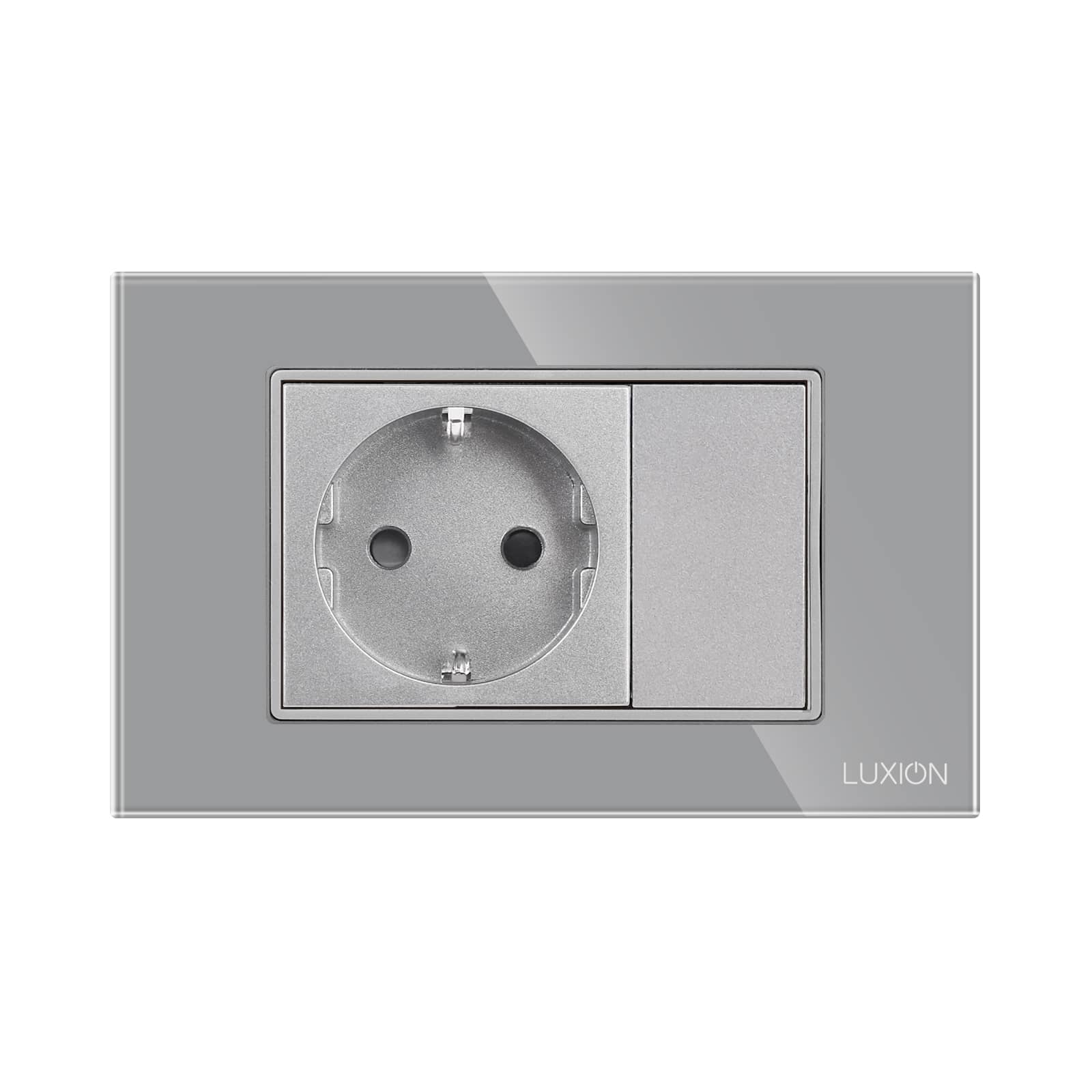 Priza Simpla si 1 Tasta Falsa cu Rama din Sticla LUXION, Standard Italian, 3M — imaginea 2