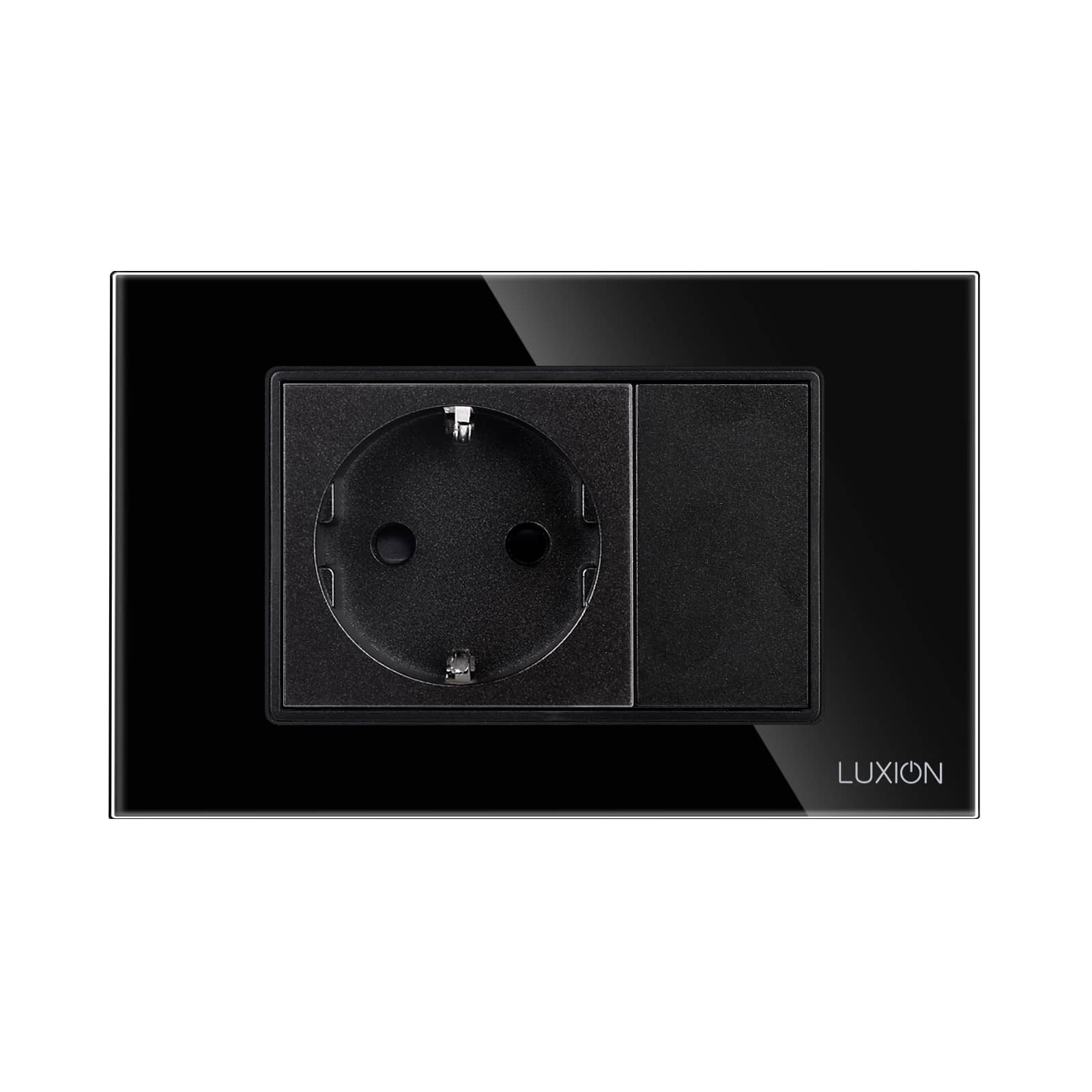 Priza Simpla si 1 Tasta Falsa cu Rama din Sticla LUXION, Standard Italian, 3M — imaginea 2
