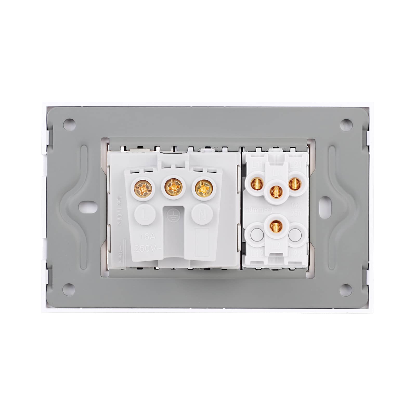 Intrerupator Dublu + Priza cu Rama din Sticla LUXION, Standard Italian, 3M — imaginea 4