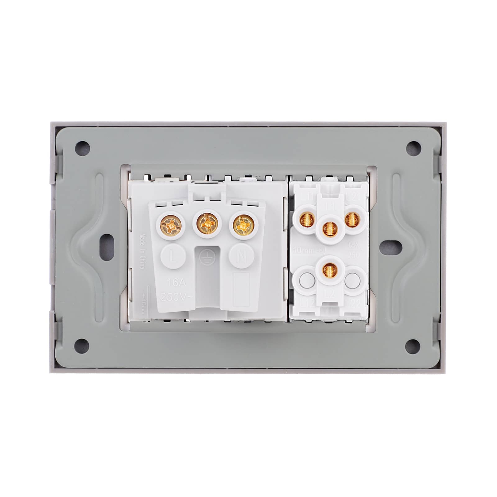 Intrerupator Dublu + Priza cu Rama din Sticla LUXION, Standard Italian, 3M — imaginea 4