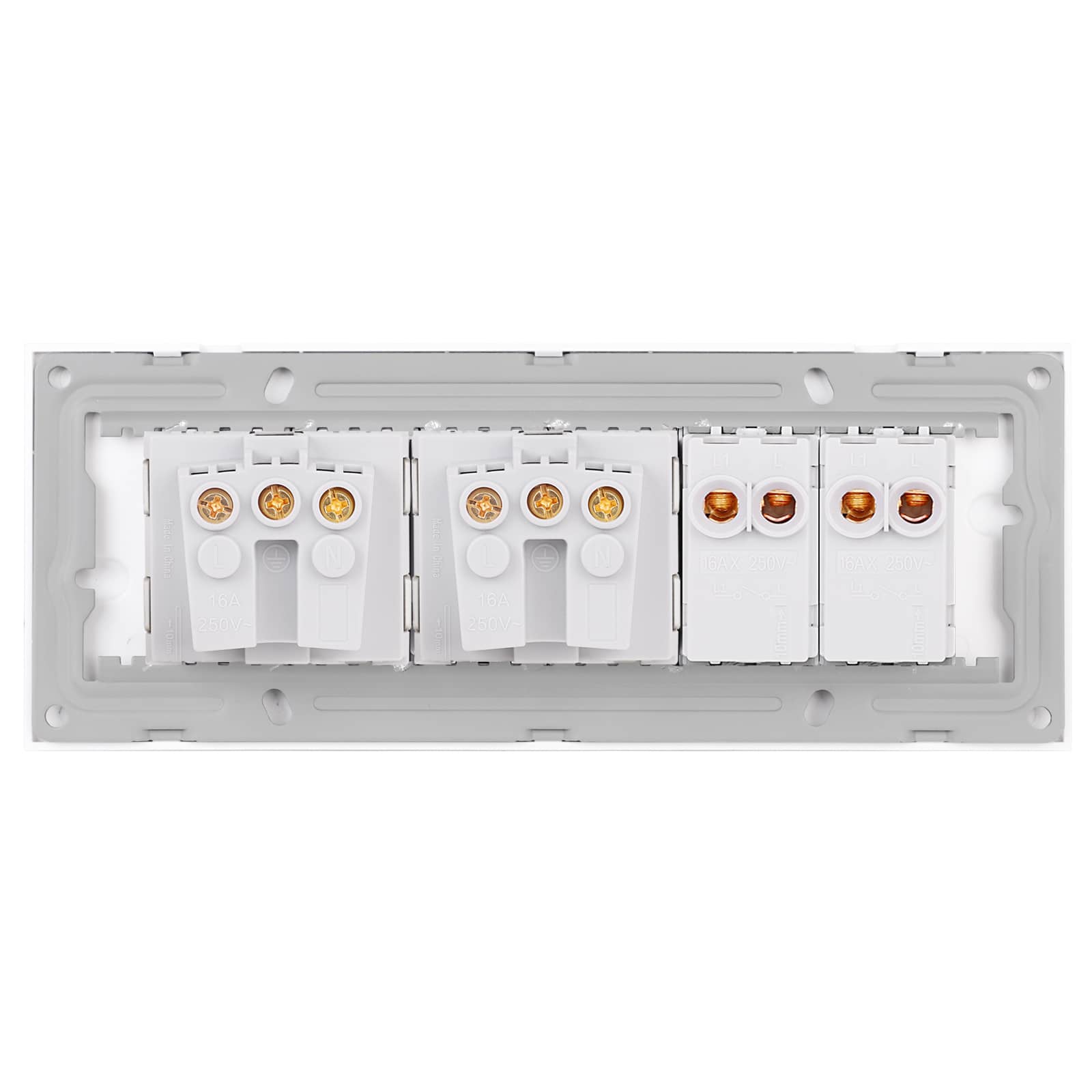 Intrerupator Dublu + 2 Prize cu Rama din Sticla LUXION, Standard Italian, 6M — imaginea 4