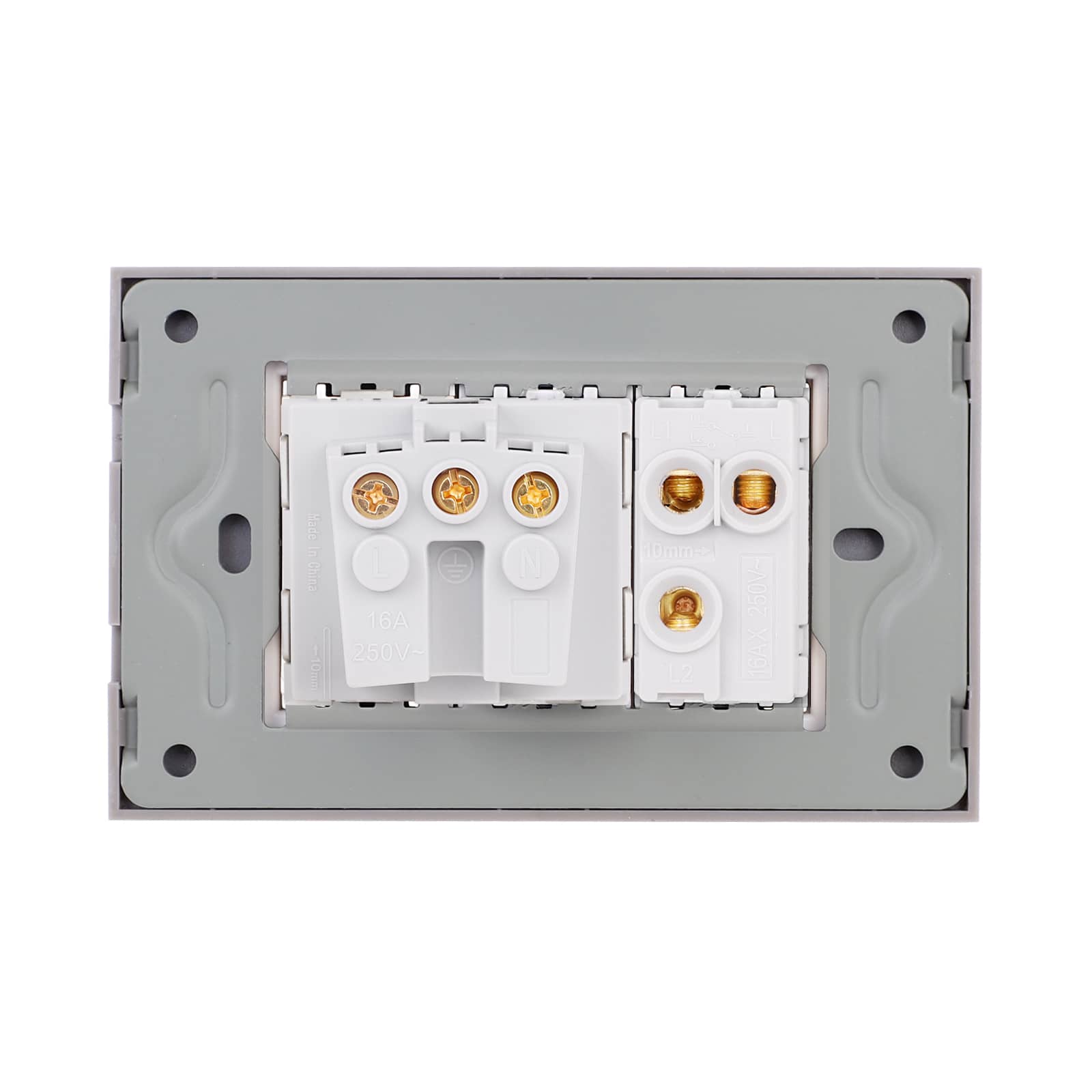 Intrerupator Simplu Cap Scara + Priza cu Rama din Sticla LUXION, Standard Italian, 3M — imaginea 4