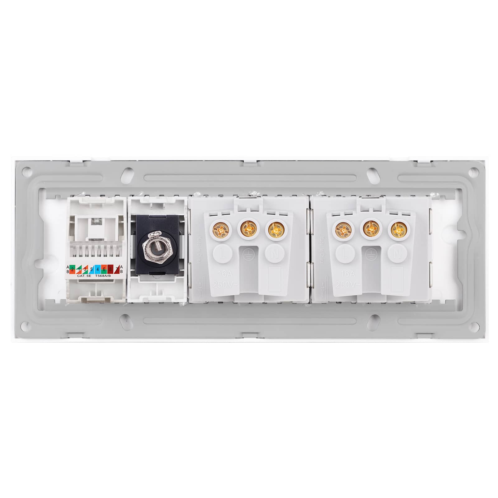 Priza Dubla Schuko + TV + Internet cu Rama din Sticla LUXION, Standard Italian, 6M — imaginea 4