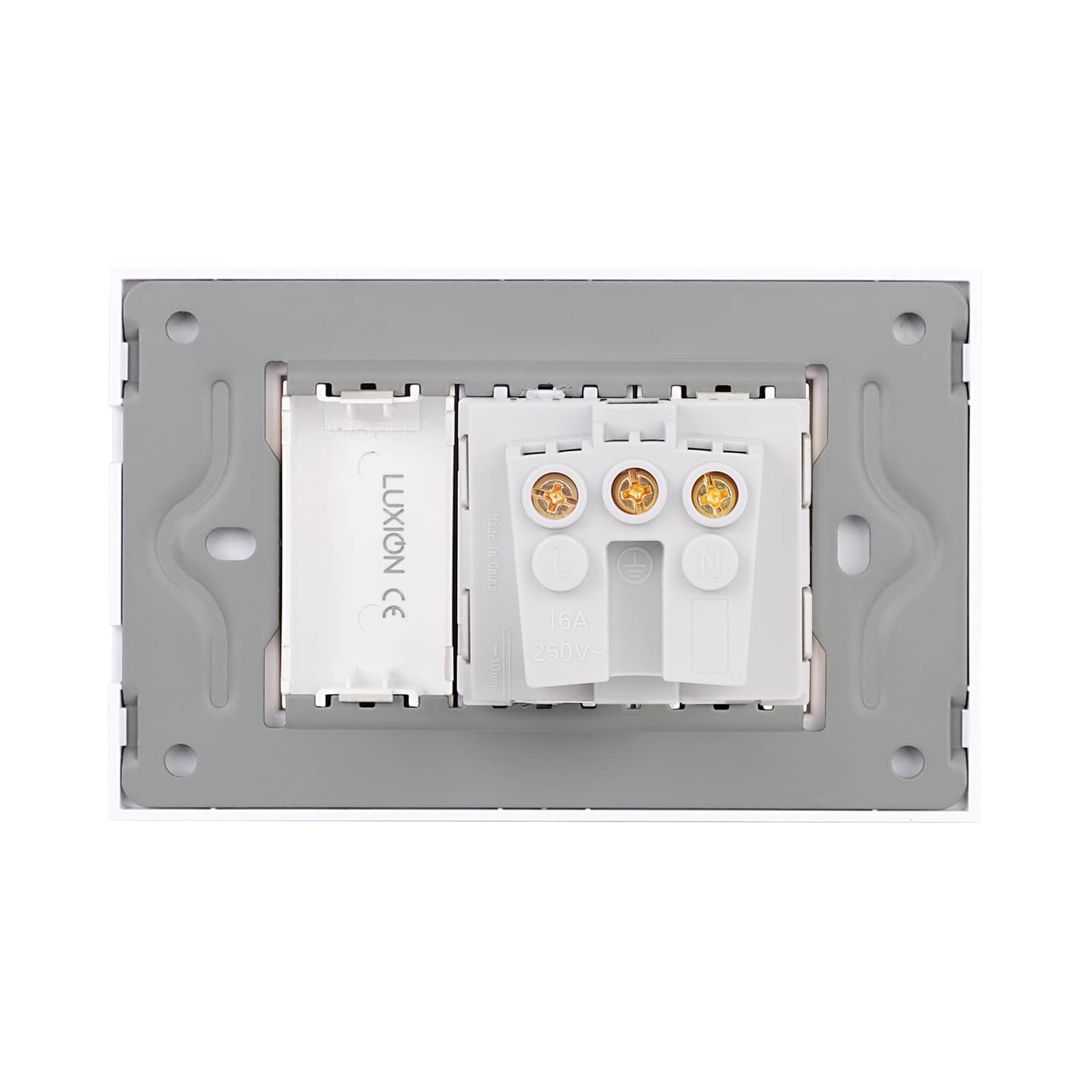 Priza Simpla si 1 Tasta Falsa cu Rama din Sticla LUXION, Standard Italian, 3M — imaginea 4