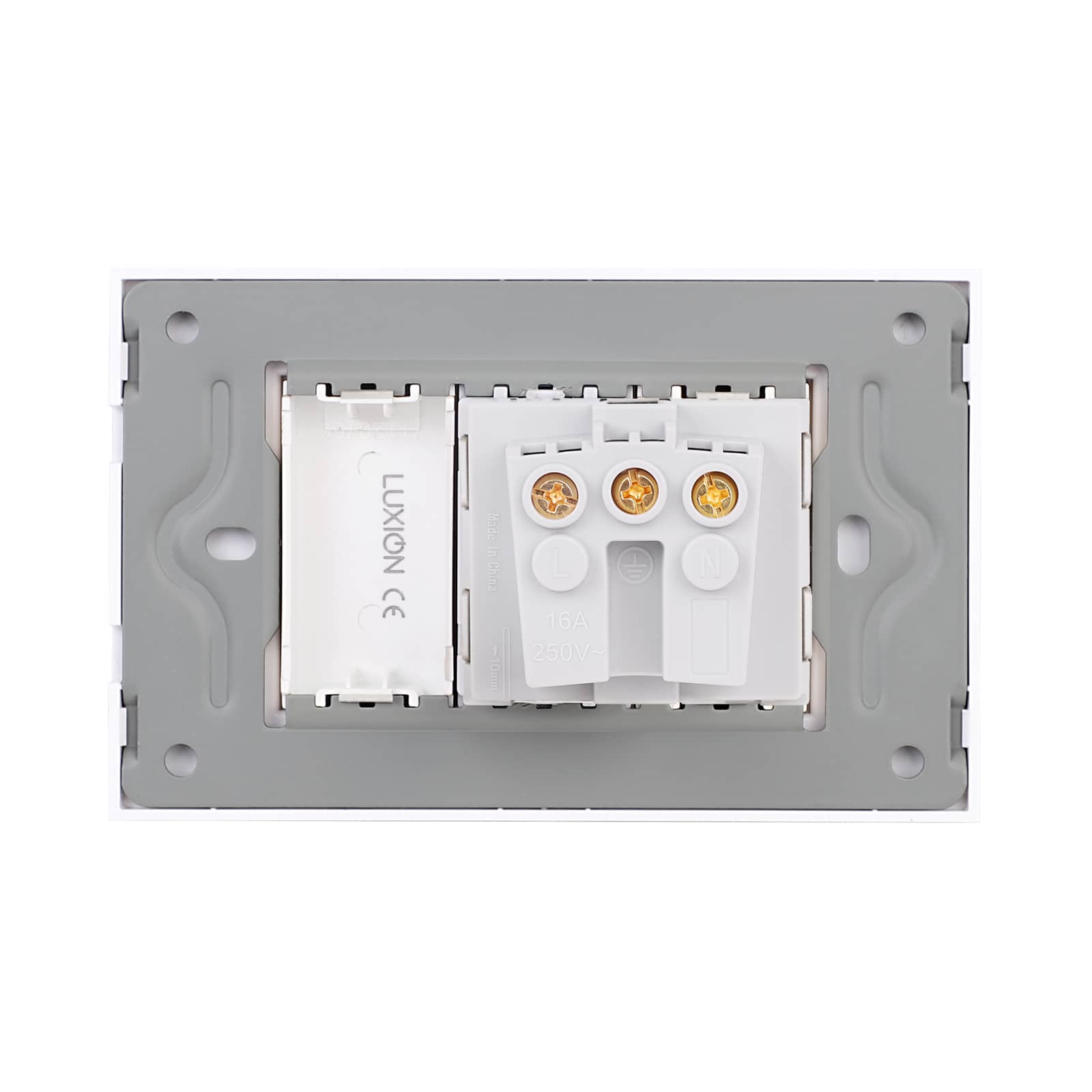 Priza Simpla si 1 Tasta Falsa cu Rama din Sticla LUXION, Standard Italian, 3M — imaginea 4