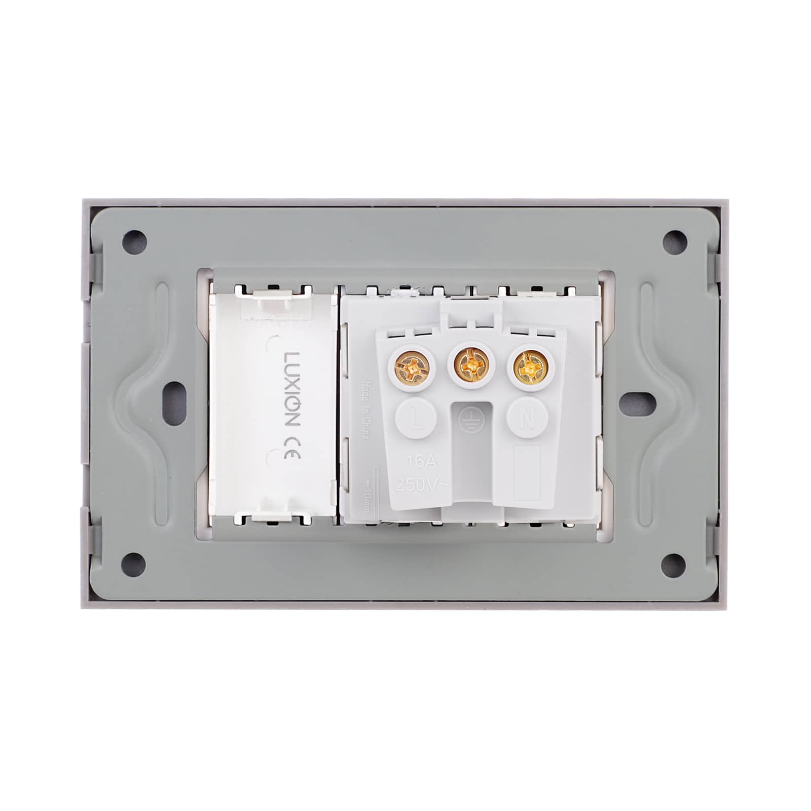 Priza Simpla si 1 Tasta Falsa cu Rama din Sticla LUXION, Standard Italian, 3M — imaginea 4