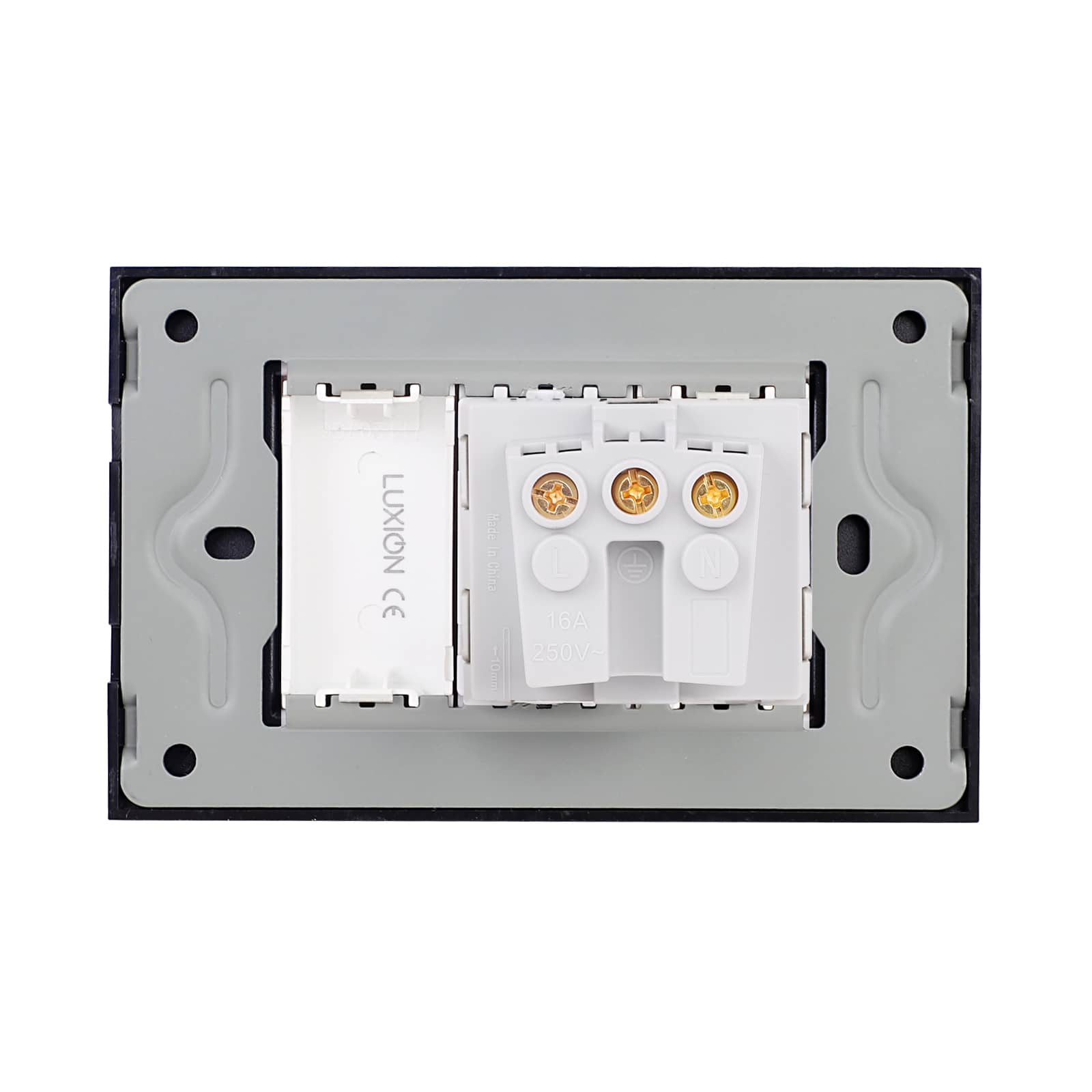 Priza Simpla si 1 Tasta Falsa cu Rama din Sticla LUXION, Standard Italian, 3M — imaginea 4