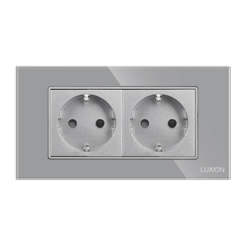 Priza Dubla cu Rama din Sticla LUXION, Standard Italian, 4M — imaginea 2