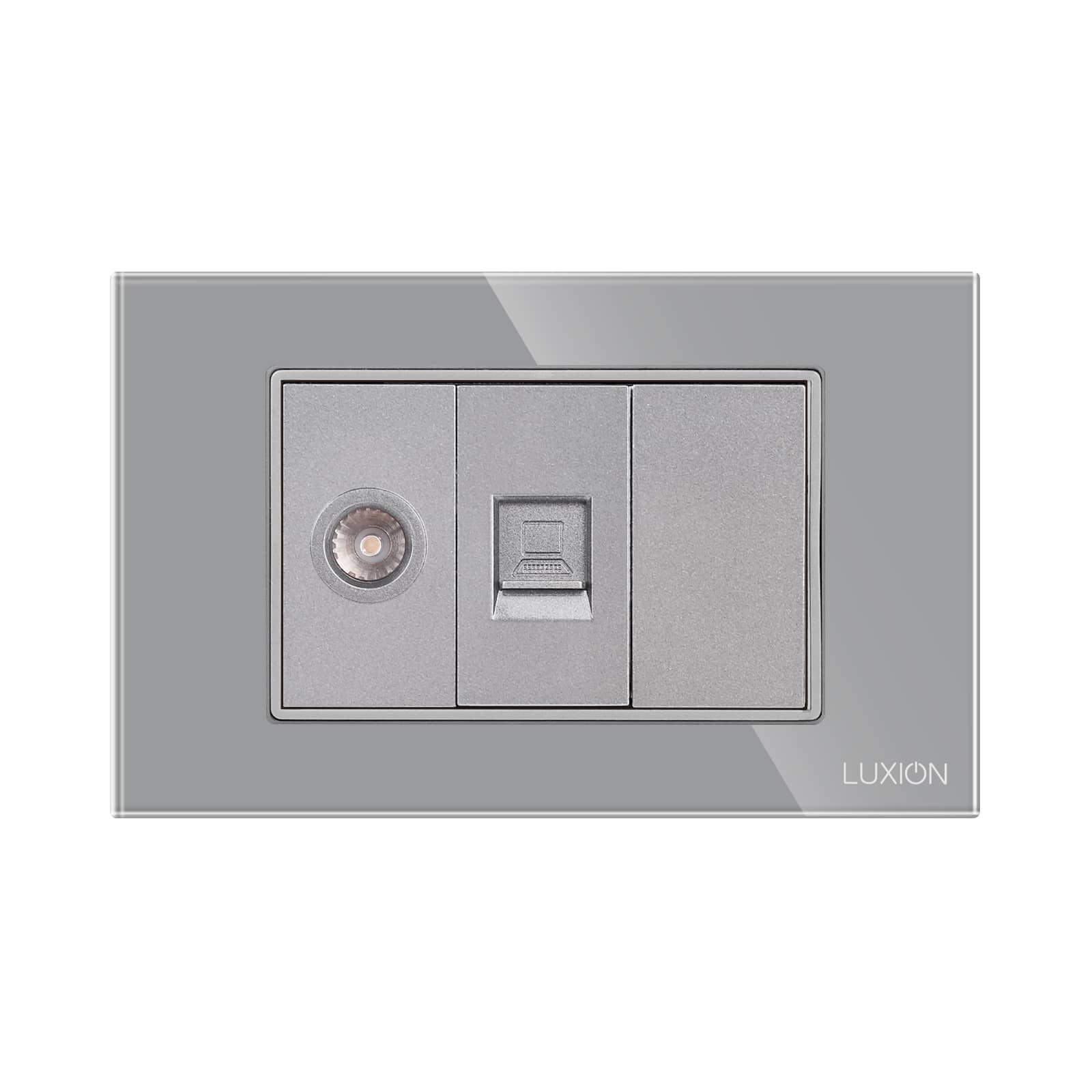 Priza TV + Internet cu Rama din Sticla LUXION, Standard Italian, 3M — imaginea 2