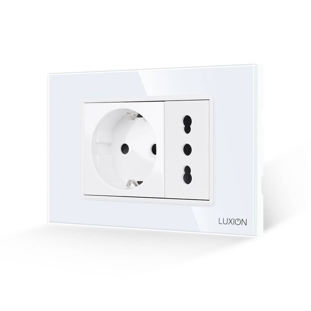 Priza Schuko + Universala Italiana cu Rama din Sticla LUXION, Standard Italian, 3M — imaginea 1