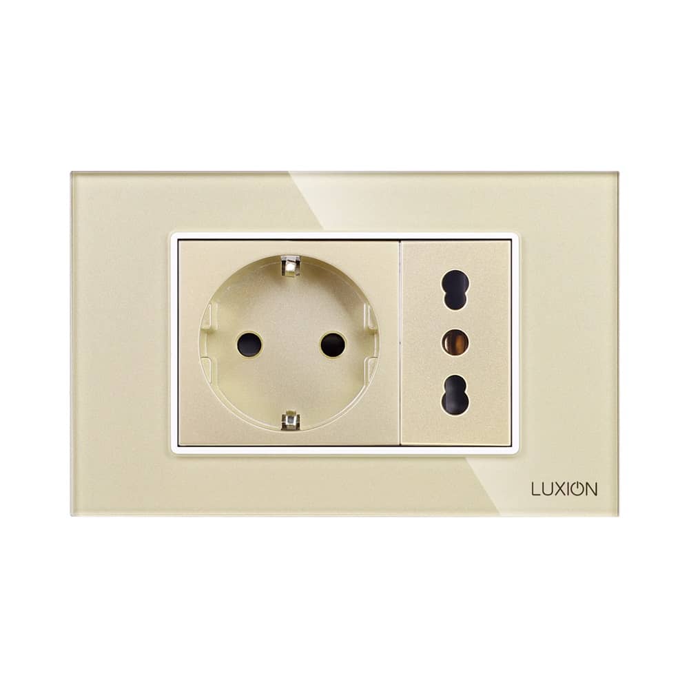 Priza Schuko + Universala Italiana cu Rama din Sticla LUXION, Standard Italian, 3M — imaginea 2