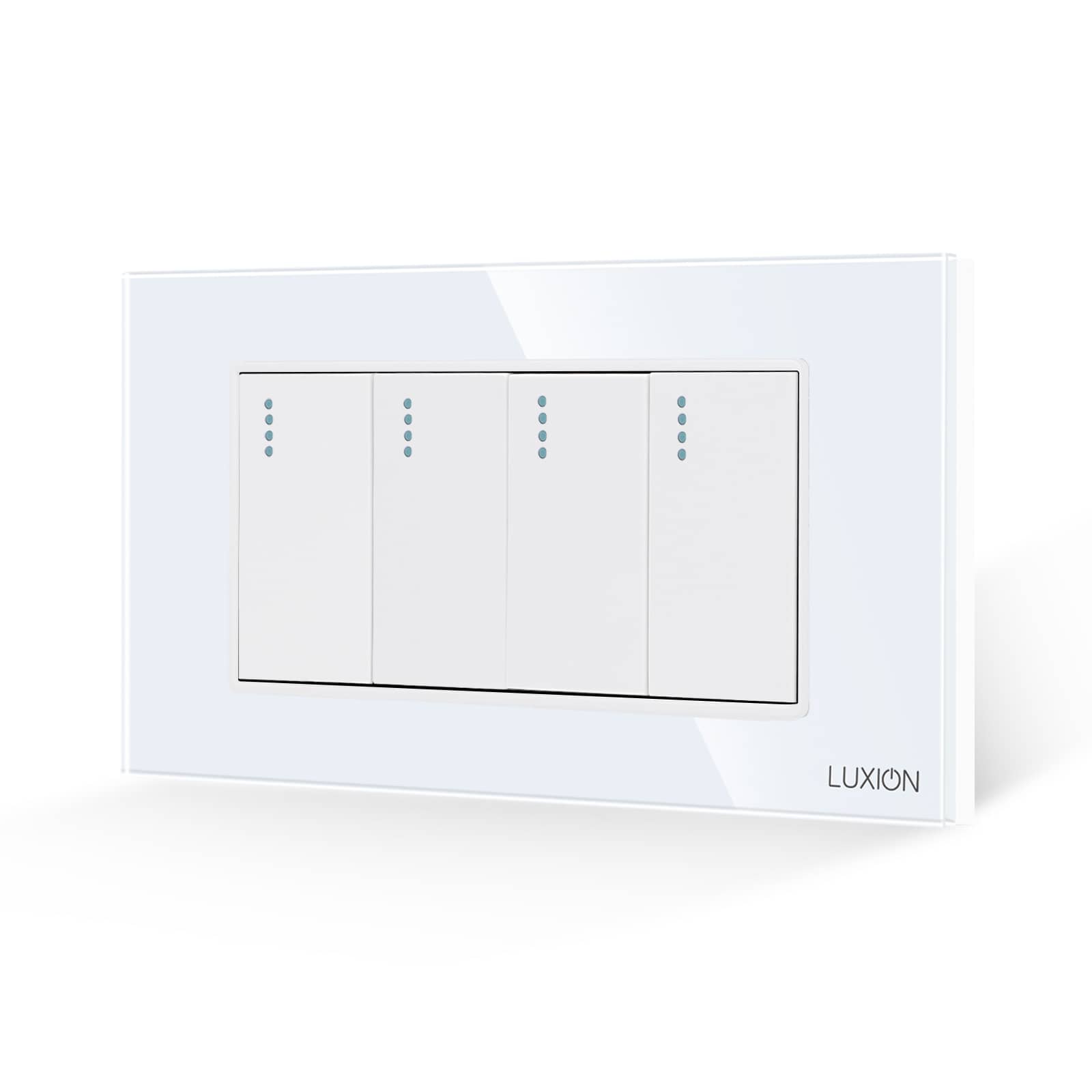 Intrerupator Cvadruplu Mecanic LUXION cu Rama din Sticla, Standard Italian, 4M — imaginea 1