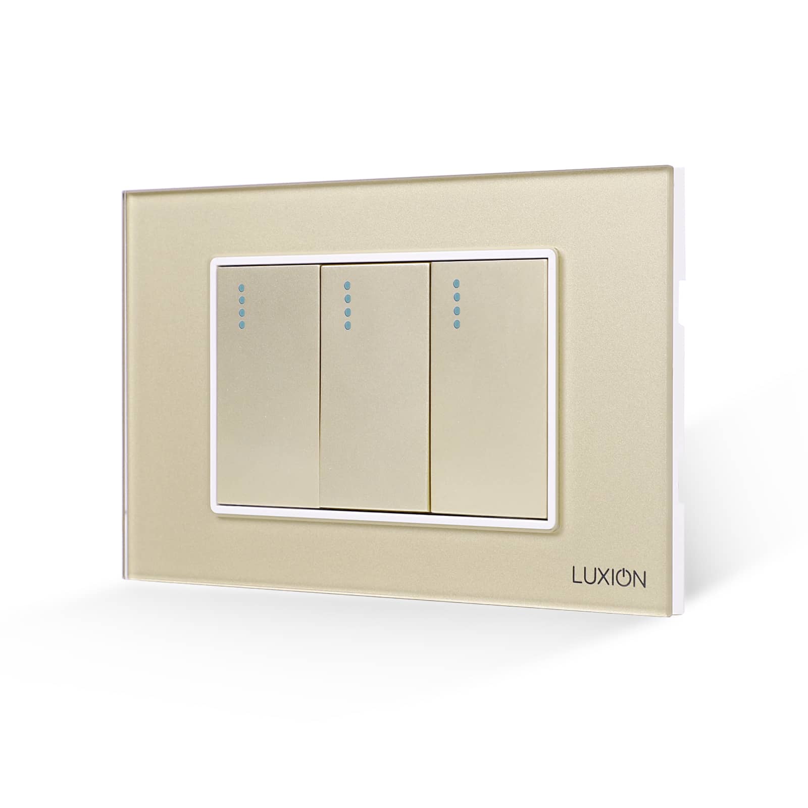 Intrerupator Triplu Mecanic LUXION cu Rama din Sticla, Standard Italian, 3M — imaginea 1