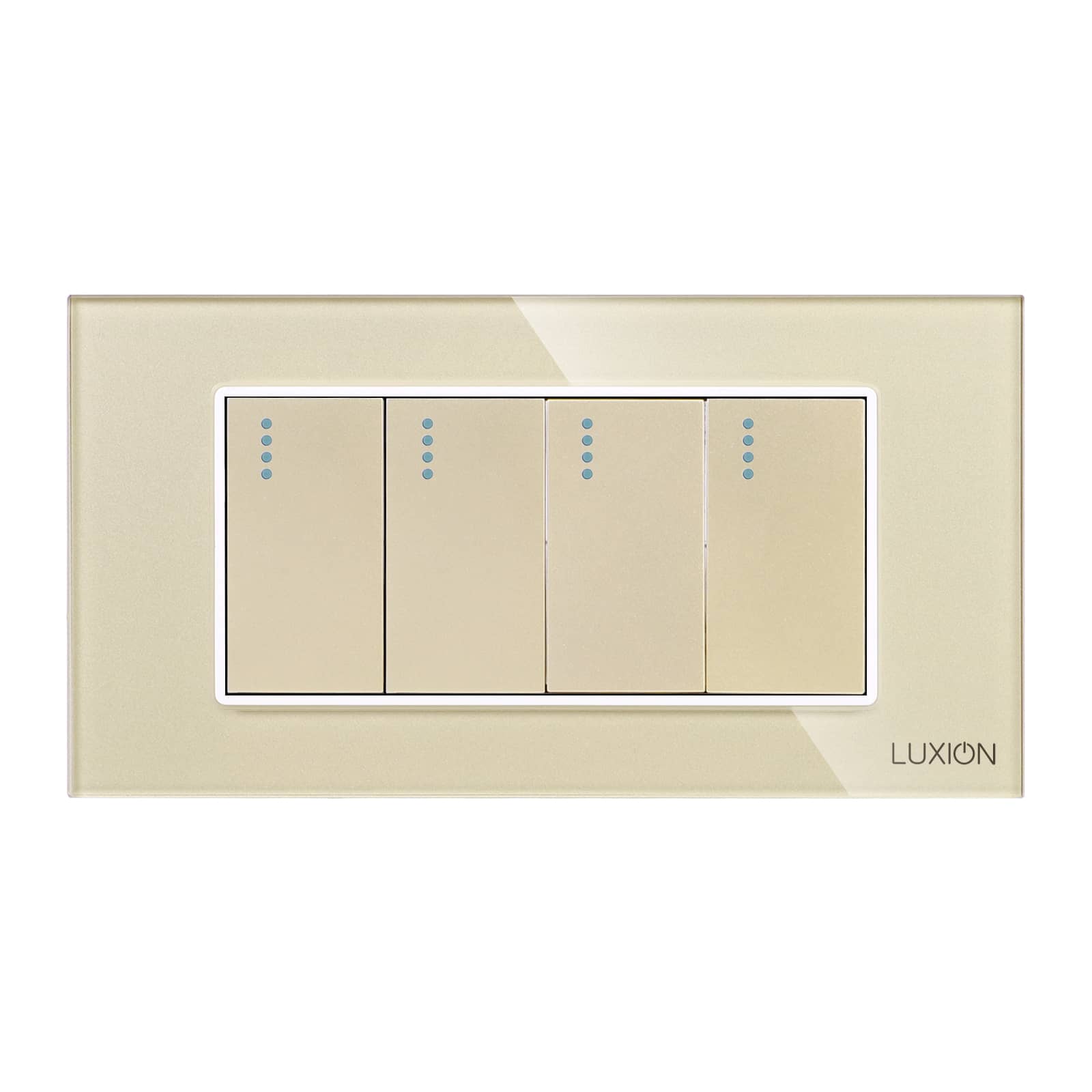 Intrerupator Cvadruplu Mecanic LUXION cu Rama din Sticla, Standard Italian, 4M — imaginea 2