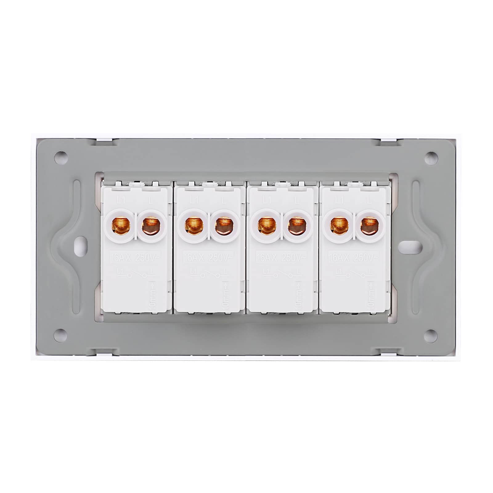 Intrerupator Cvadruplu Mecanic LUXION cu Rama din Sticla, Standard Italian, 4M — imaginea 4