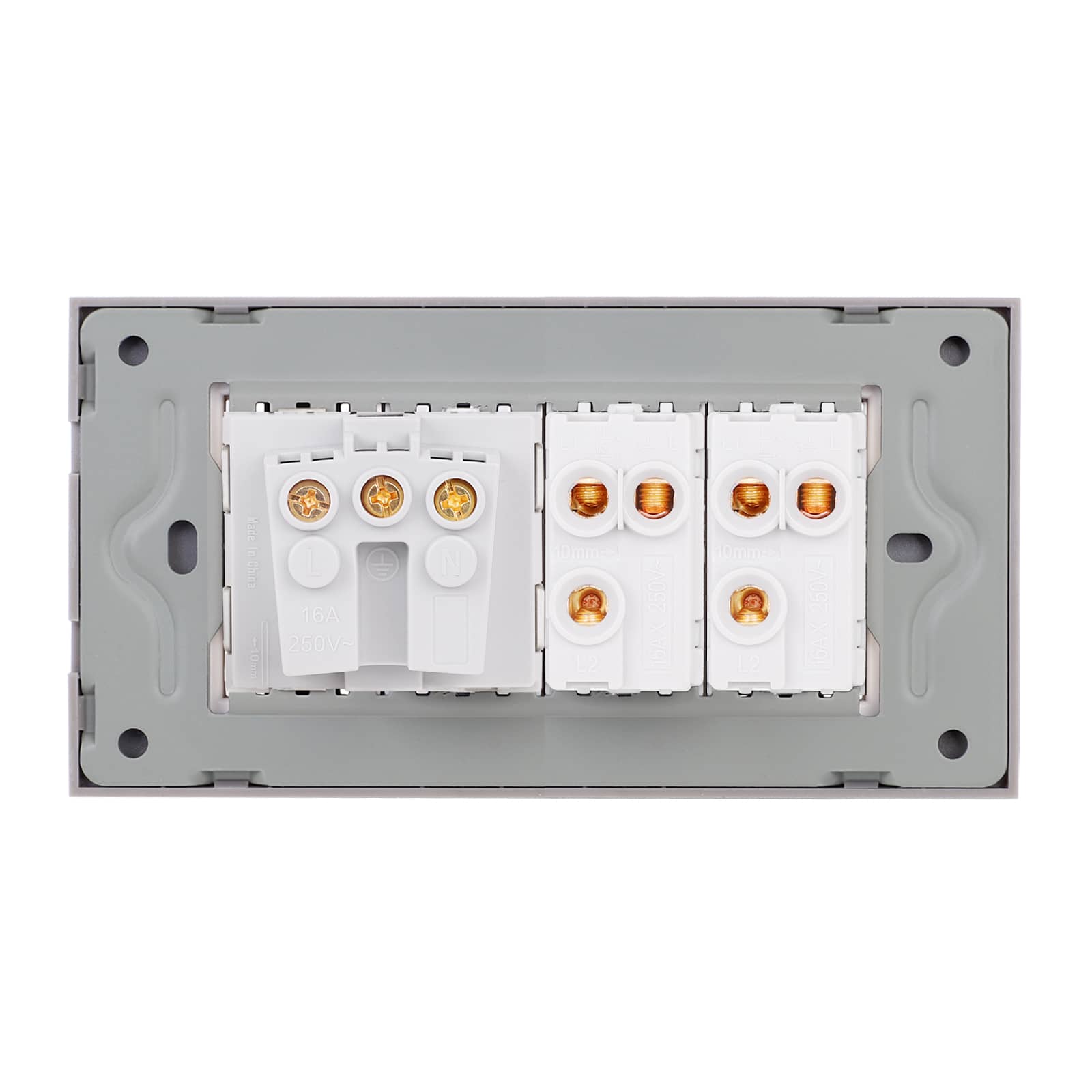 Intrerupator Dublu Cap Scara + Priza cu Rama din Sticla LUXION, Standard Italian, 4M — imaginea 4