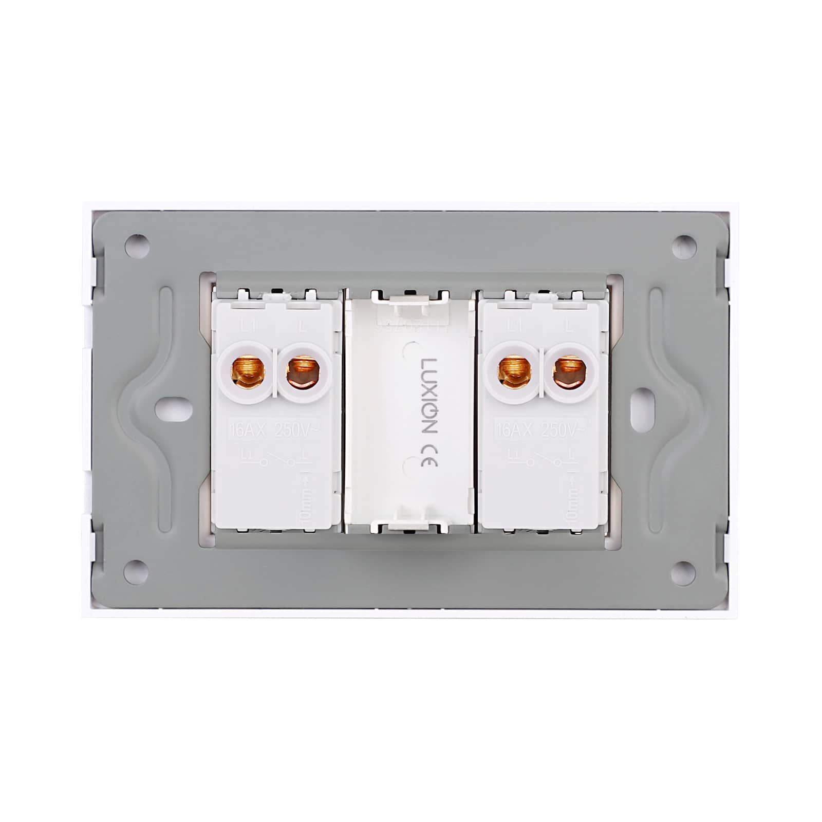 Intrerupator Dublu Mecanic LUXION cu Rama din Sticla, Standard Italian, 3M — imaginea 4
