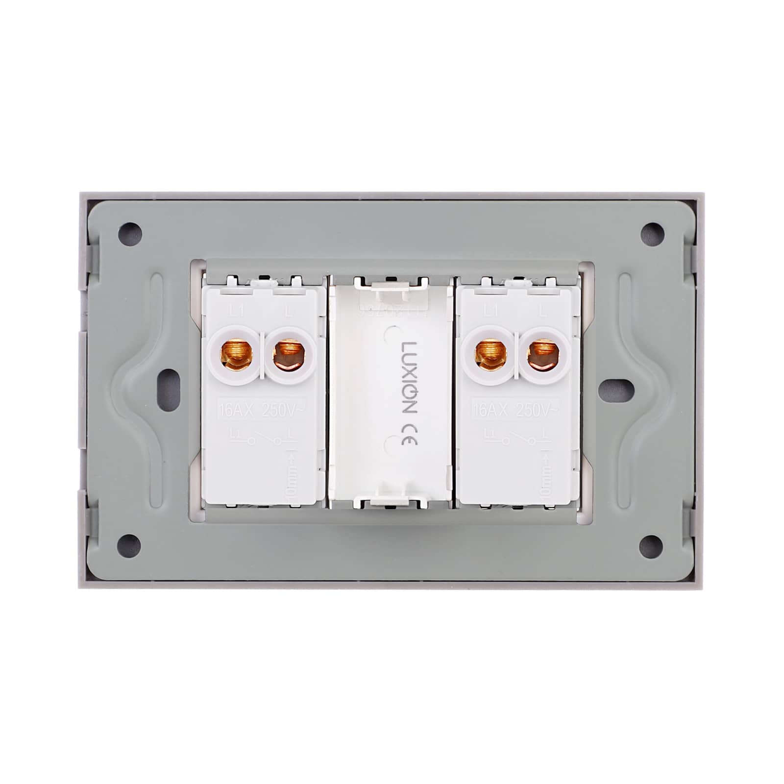 Intrerupator Dublu Mecanic LUXION cu Rama din Sticla, Standard Italian, 3M — imaginea 4