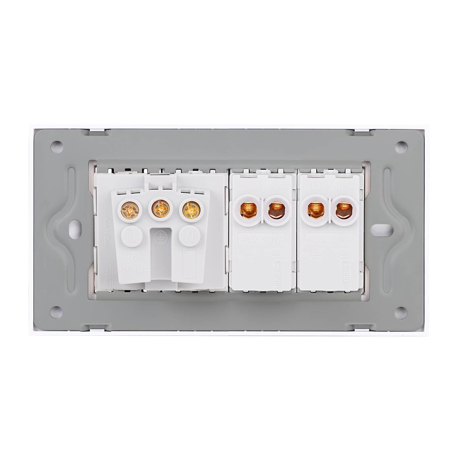 Intrerupator Dublu + Priza cu Rama din Sticla LUXION, Standard Italian, 4M — imaginea 4