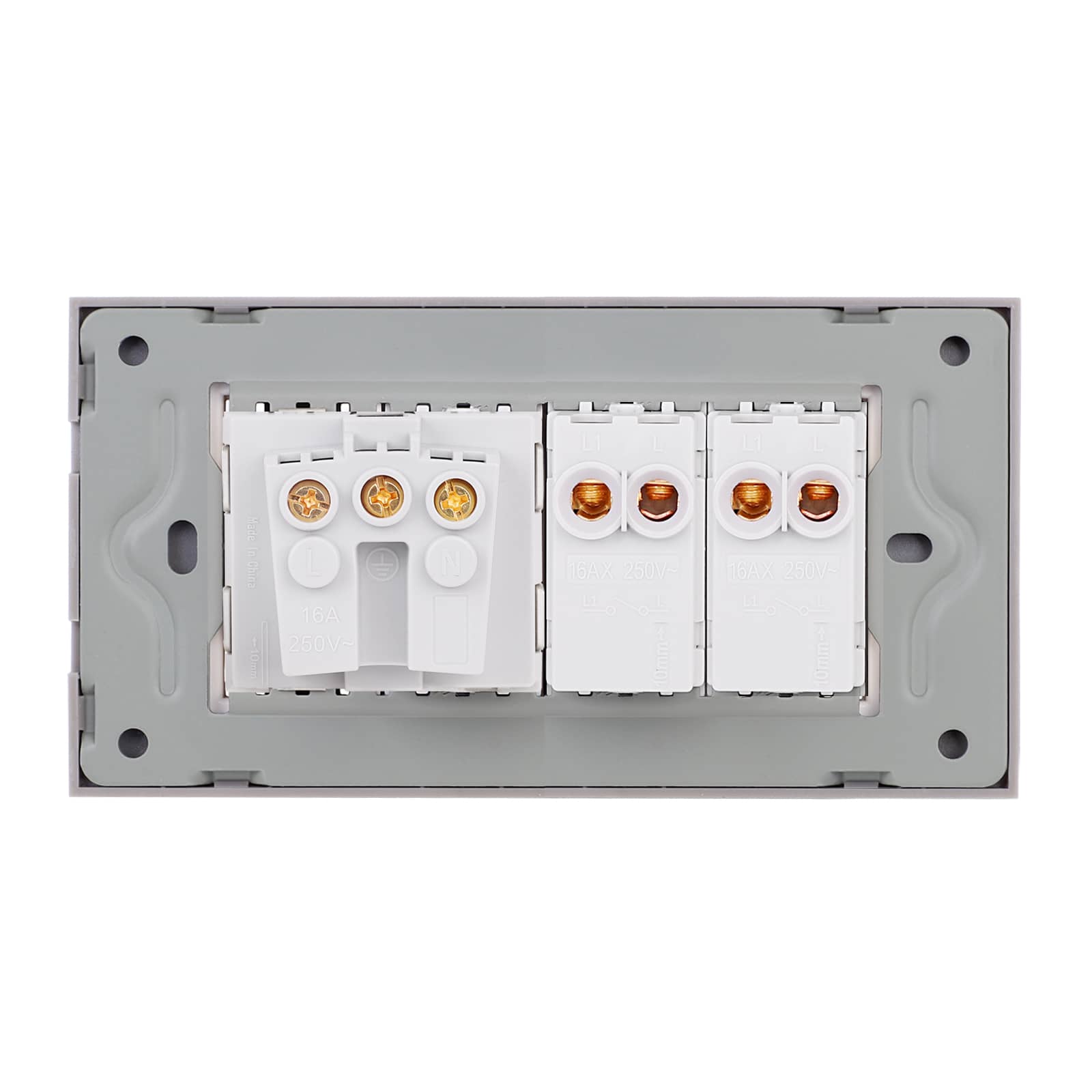 Intrerupator Dublu + Priza cu Rama din Sticla LUXION, Standard Italian, 4M — imaginea 4