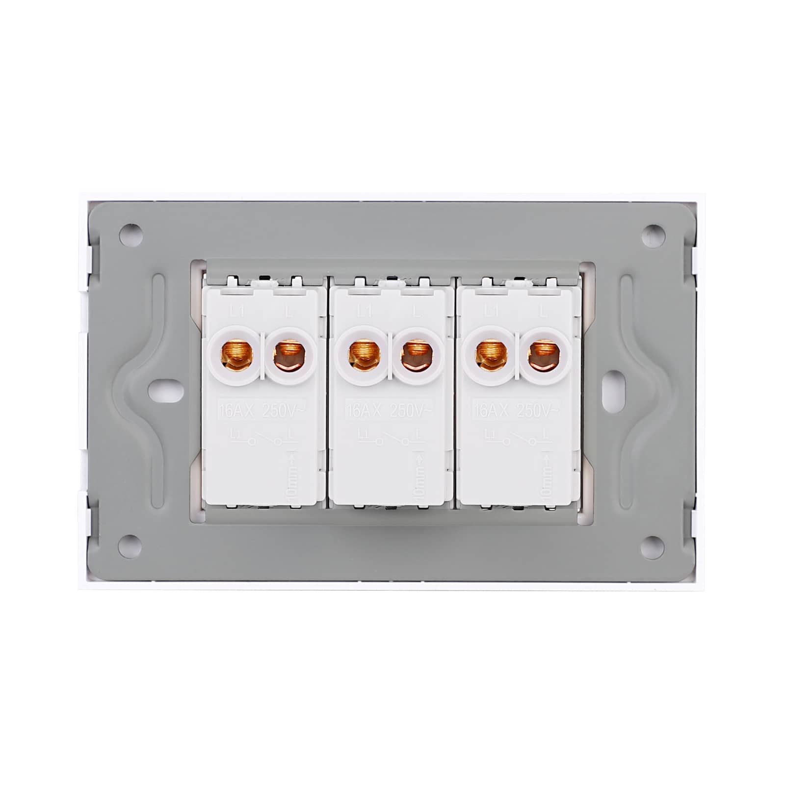 Intrerupator Triplu Mecanic LUXION cu Rama din Sticla, Standard Italian, 3M — imaginea 4