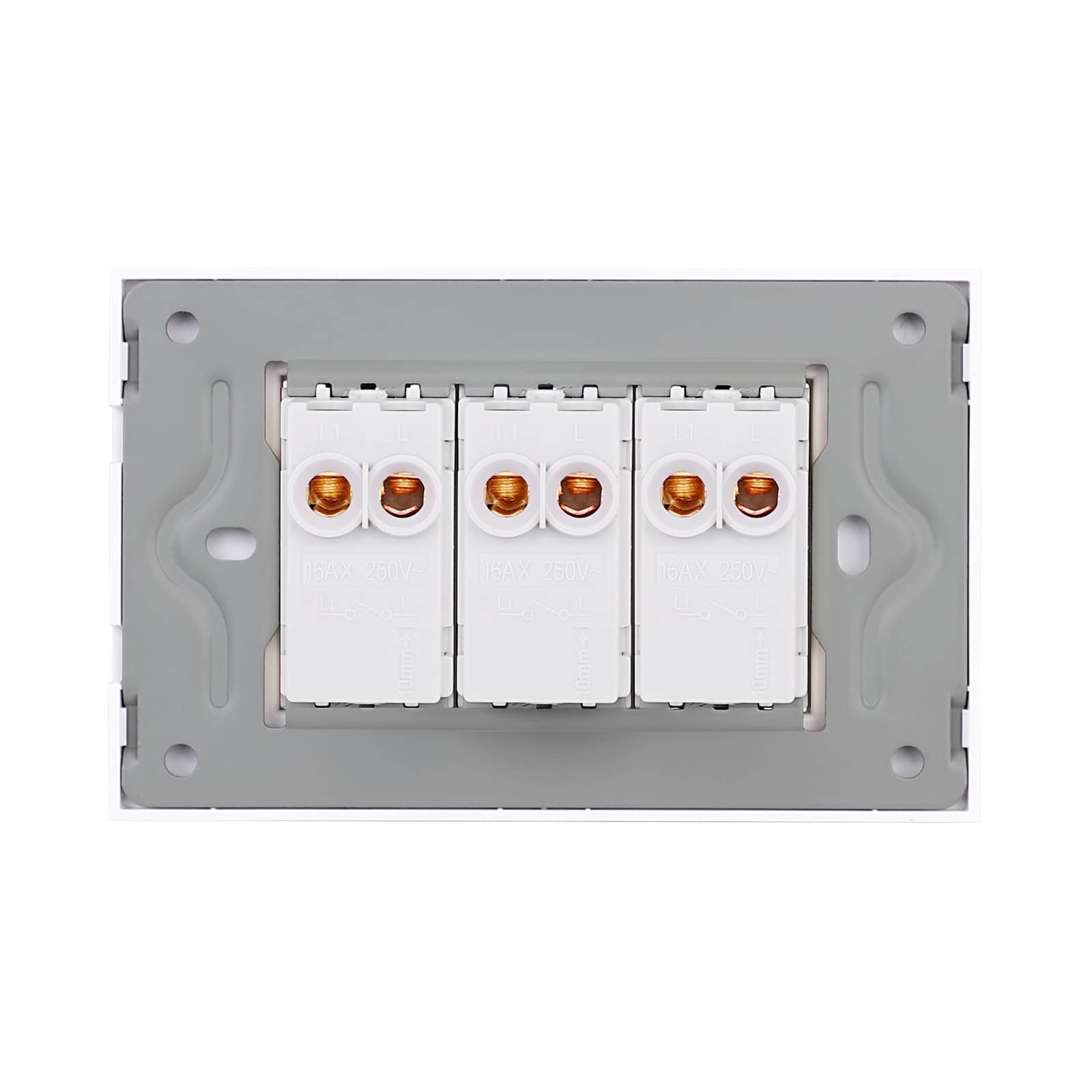 Intrerupator Triplu Mecanic LUXION cu Rama din Sticla, Standard Italian, 3M — imaginea 4